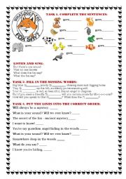 English Worksheet: What does the fox say