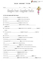 English Worksheet: Simple past regular verbs