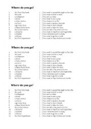English Worksheet: Places - Where do you go when