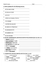 English Worksheet: Basic introduction review