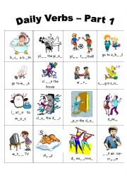 English Worksheet: Action Verbs Fill in worksheet