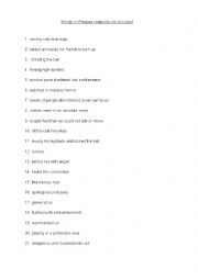 English Worksheet: phrases related to an accitdent 