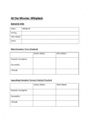 English Worksheet: Movies: General Worksheet to Follow Characters and Plot