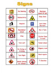 English Worksheet: Signs Domino