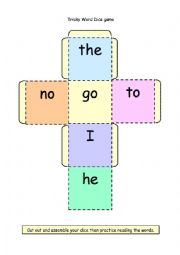 English Worksheet: Tricky Word Dice 1