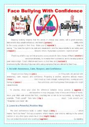 English Worksheet: Face Bullying With Confidence