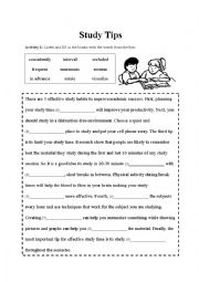 English Worksheet: Study Tips