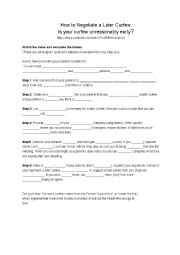 English Worksheet: How to negociate a later curfew