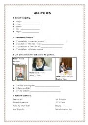 English Worksheet: Mixed activities