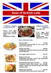 English Worksheet: Menu 1 - best of British caf