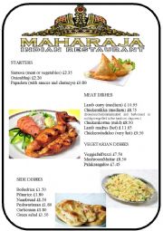 English Worksheet: menu 2 - Indian restaurant