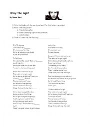 English Worksheet: Stay the Night by James Blunt