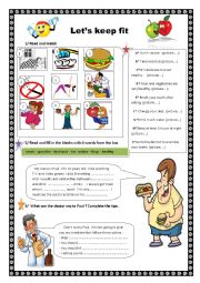 English Worksheet: Lets keep fit