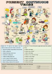 English Worksheet: Present Continuous Tense - Practice
