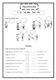 English Worksheet: PRONOUNS