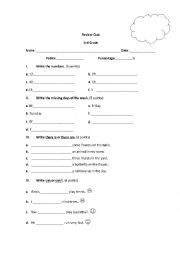 English Worksheet: Review n, days of the week and thereis /there are