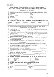 English Worksheet: Vocabulary Quiz