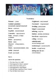 English Worksheet: Harry Potter and the prisoner of Azkaban