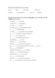 English Worksheet: Do, does, are, is? Complete the questions and answer them