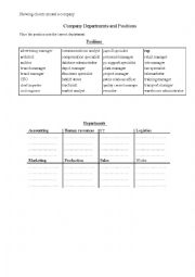 English Worksheet: Job titles and department in Company