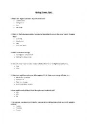 English Worksheet: Green Quiz