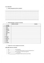 English Worksheet: Vocabulary Quiz 1