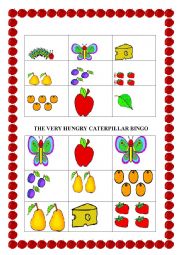 English Worksheet: BINGO THE VERY HUNGRY CATERPILLAR