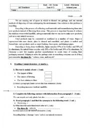 English Worksheet: end term test n2