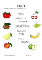 English Worksheet: Fruit - matching exercise