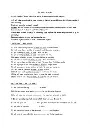 English Worksheet: in case-so that