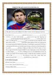 English Worksheet: LIONEL MESSI