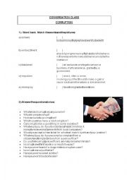 English Worksheet: Conversation Class Corruption