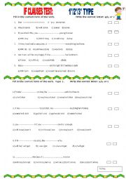 English Worksheet: If clauses test