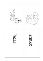 English Worksheet: zoo animals domino