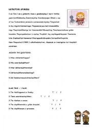 English Worksheet: the detective story 3 T/F Exercises-filling the table-wh questions/simple past (2 pages)