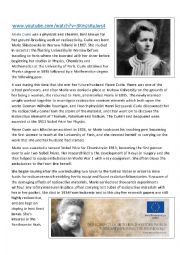 English Worksheet: Marie Curie Biography
