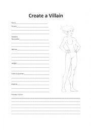 English Worksheet: create a villain