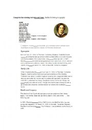 English Worksheet: Charlotte Brnte biography in past simple tense.