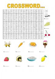 English Worksheet: Foods Crossword