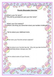 Interview Questions for parents to write a Biography