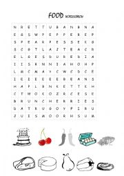 English Worksheet: FOOD wordsearch