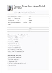 English Worksheet: Payphone 