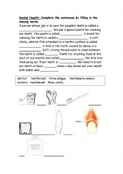 English Worksheet: Dental hygiene