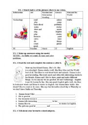 English Worksheet: school activity