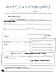 English Worksheet: Country and Culture Report modified