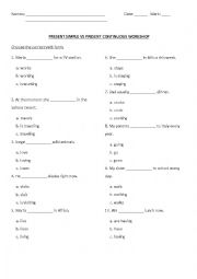 English Worksheet: Present simple vs continuous workshop