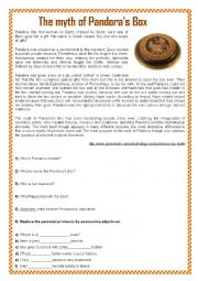 English Worksheet: The myth of Pandoras Box