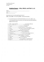 English Worksheet: Relative Clauses Guide