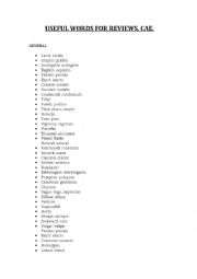 English Worksheet: Adjectives for reviews CAE