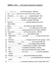 English Worksheet: SIMPLE  PAST